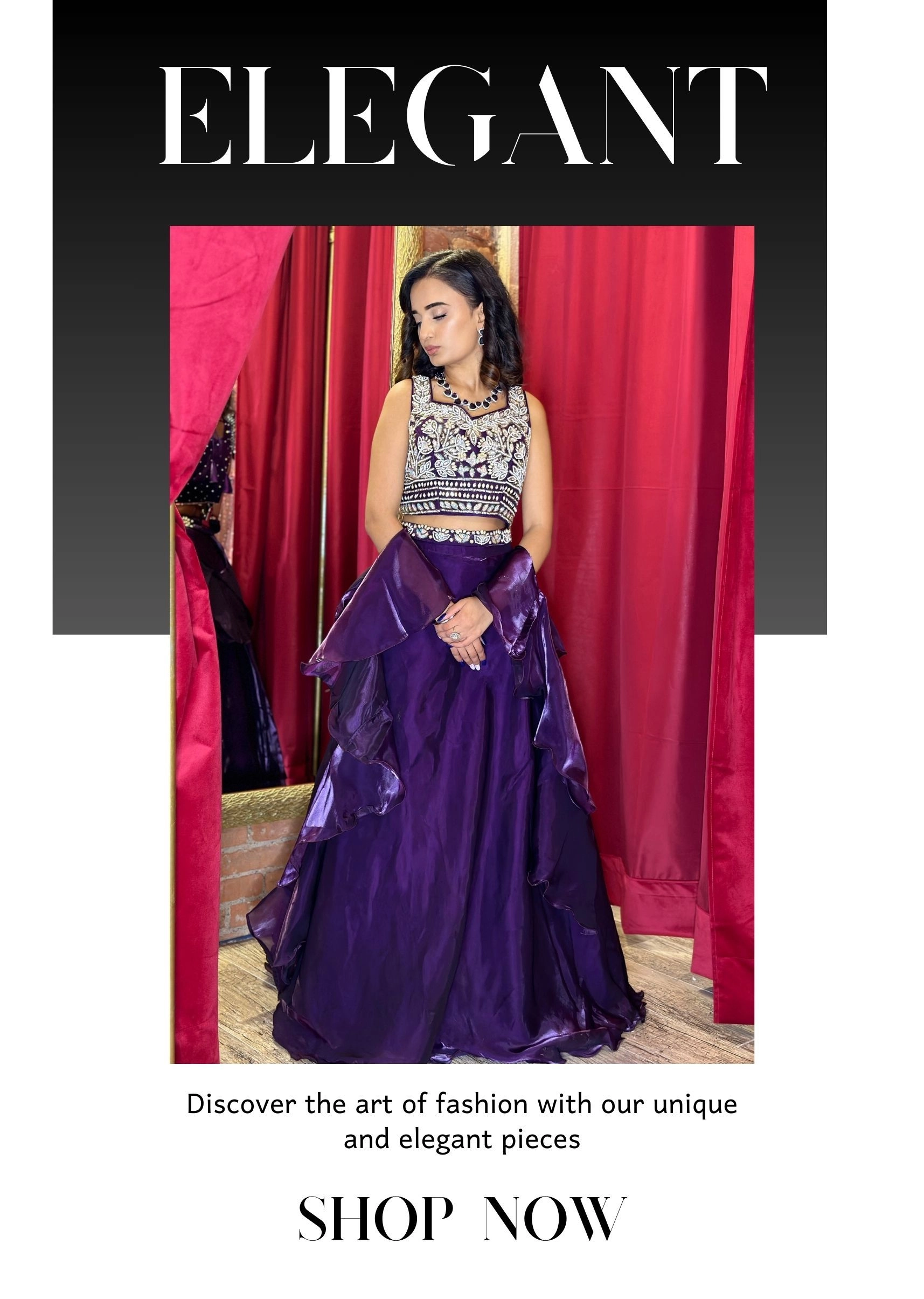 Purple lehnga in jimmy choo with hand work blouse and belt