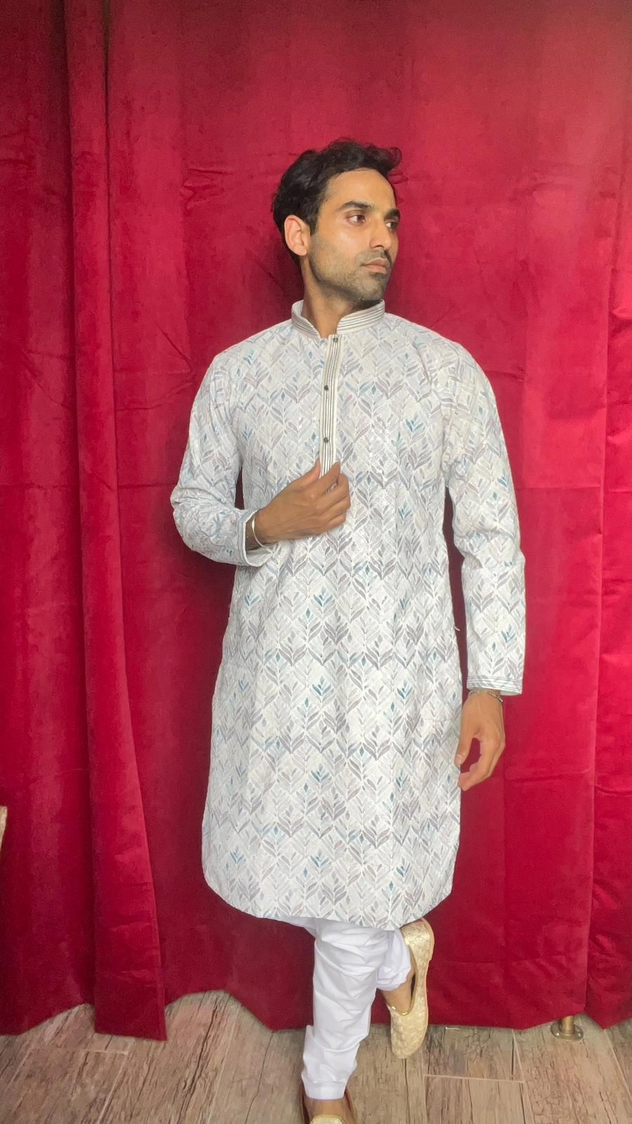 White printed kurta